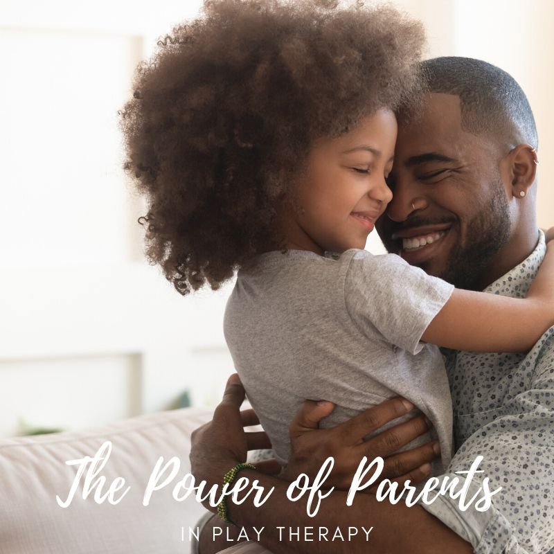 The power of parents in play therapy class, father and daughter hugging